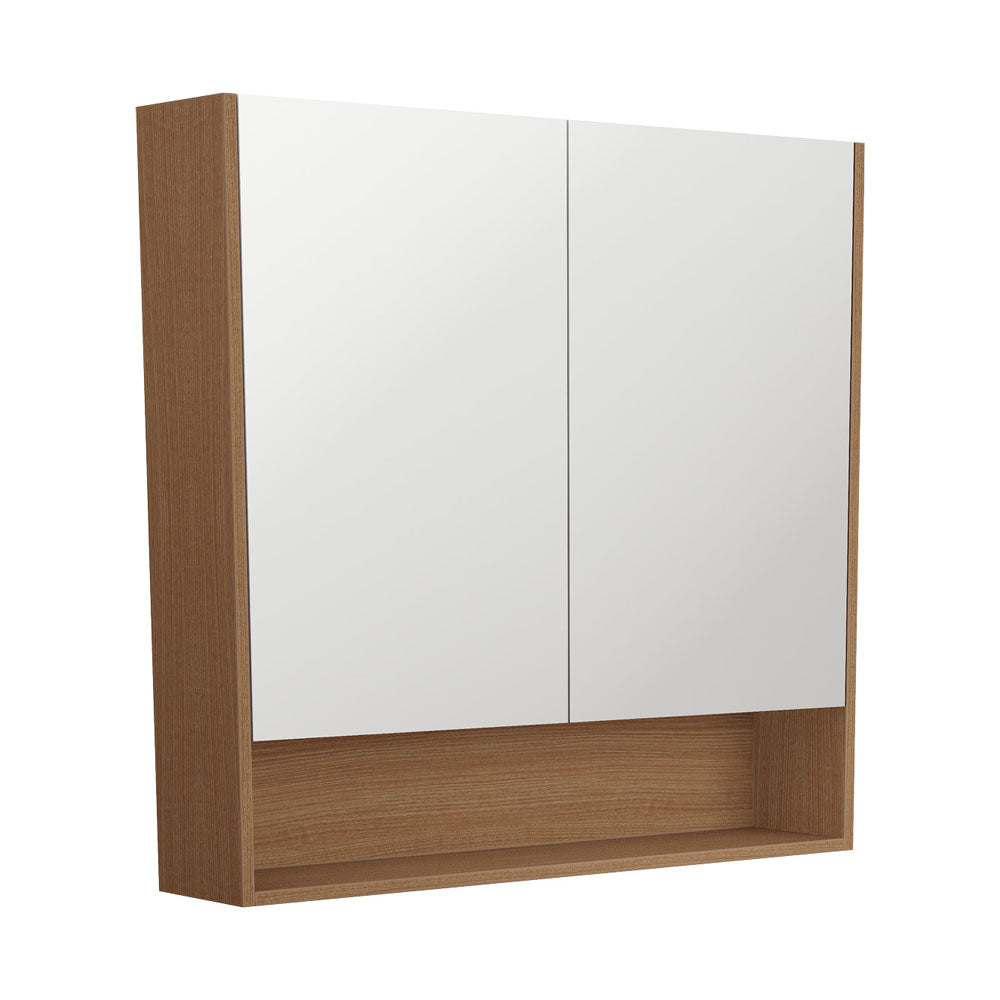 Fienza Universal Mirror Cabinet 900mm w/ Display Shelf Walnut PSC900SWA