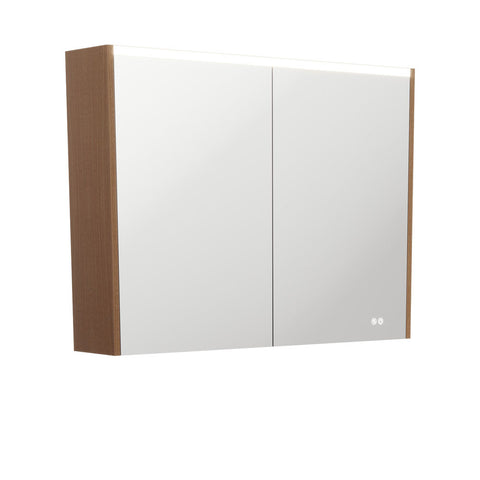 Fienza Led Mirror Cabinet 900mm w/ Side Panels Walnut PSC900WA-LED