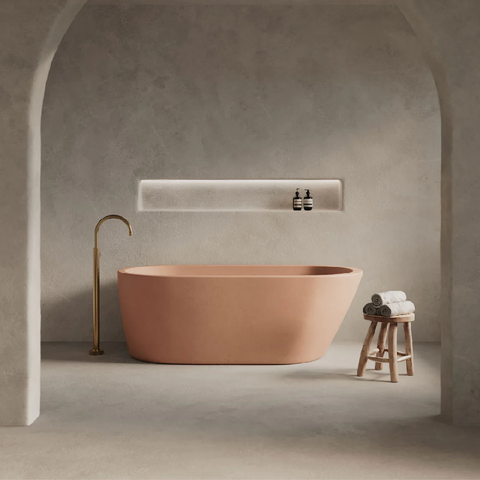 Nood Co Juno Freestanding Concrete Bathtub 1690mm Pastel-Peach JU1-5-0-PA