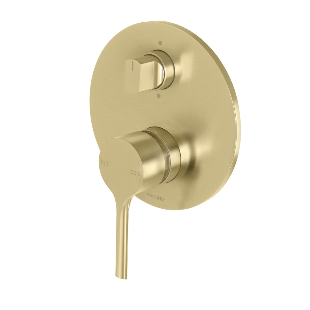 Phoenix Vivid Slimline Oval SwitchMix Shower / Bath Diverter Mixer Brushed Gold VV2910-12