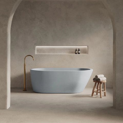 Nood Co Juno Freestanding Concrete Bathtub 1690mm Powder-Blue JU1-5-0-PO