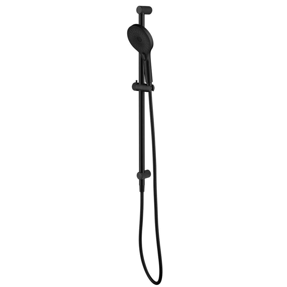 Bella Vista Mica Fluted Shower Rail Inbuilt Inlet Black R06-R-NR-BLK