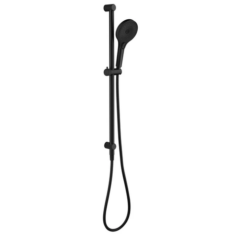 Bella Vista Mica Fluted Shower Rail Inbuilt Inlet Black R06-R-NR-BLK