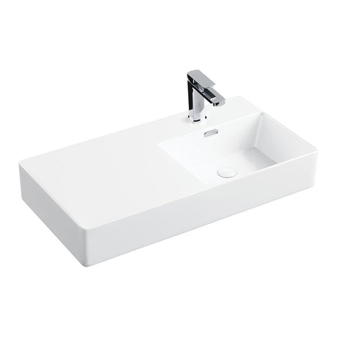 Fienza Petra Wall Hung Right Hand Bowl Basin 800x420mm Gloss White RB1603R