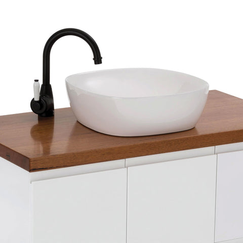 Fienza Koko Above Counter Basin 370x370mm w/ Pop Up Waste Gloss White RB184-PU