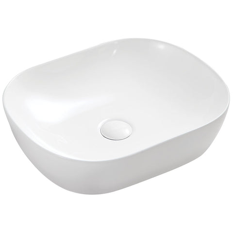 Fienza Koko Above Counter Basin w/ Chrome Pop Up Waste No Overflow 465x375mm Matte White RB185MW-PU
