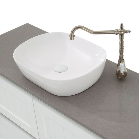 Fienza Koko Above Counter Basin w/ Chrome Pop Up Waste No Overflow 465x375mm Gloss White RB185-PU