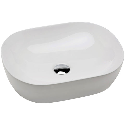 Fienza Koko Above Counter Basin w/ Chrome Pop Up Waste No Overflow 465x375mm Gloss White RB185-PU