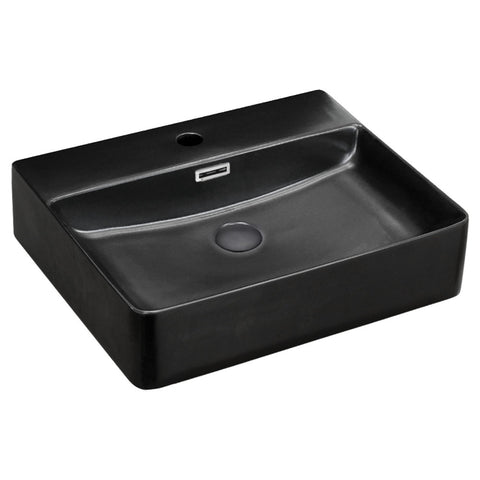 Fienza Petra Above Counter Basin w/ Overflow (3 Taphole) 500x420mm Matte Black RB2173B-3