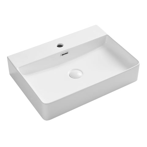 Fienza Petra Above Counter Basin w/ Overflow (1 Taphole) 600mm Gloss White RB2174