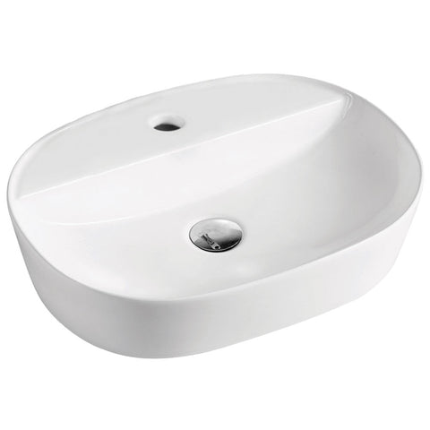 Fienza Chica Above Counter Basin 500x380mm (1 Taphole) w/ Pop Up Waste Gloss White RB2202-PU