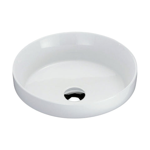 Fienza Reba Semi Inset Basin 360x360mm w/ Pop Up Waste (Incl. Semi Inset Hole Cut) Gloss White RB3134D-SEMI