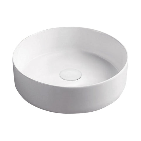 Fienza Reba Above Counter Basin 360x360mm w/ Chrome Pop Up Waste No Overflow Matte White RB3134W-PU