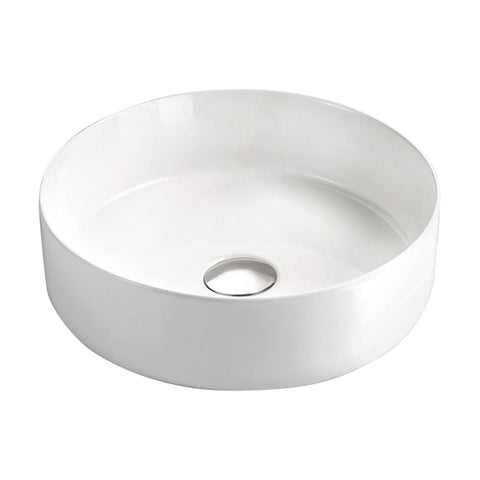 Fienza Reba Above Counter Basin w/ Chrome Pop Up Waste 360x360mm No Overflow Gloss White RB3134-PU