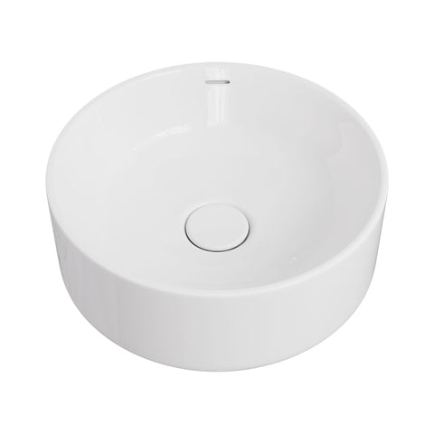 Fienza Reba Luxe Round Basin w/ Overflow Above Counter Gloss White RB3135