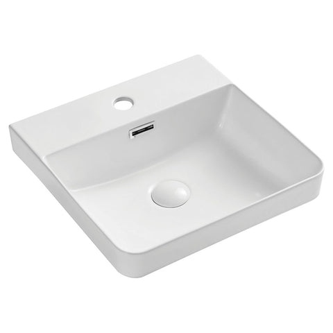 Fienza Petra Semi Inset Basin 420x420mm w/ Pop Up Waste Gloss White RB4063-PU