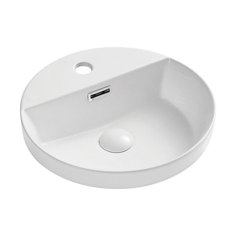 Fienza Reba Semi Inset Basin 390x390mm w/ Pop Up Waste (1 Taphole) Gloss White RB4066-PU