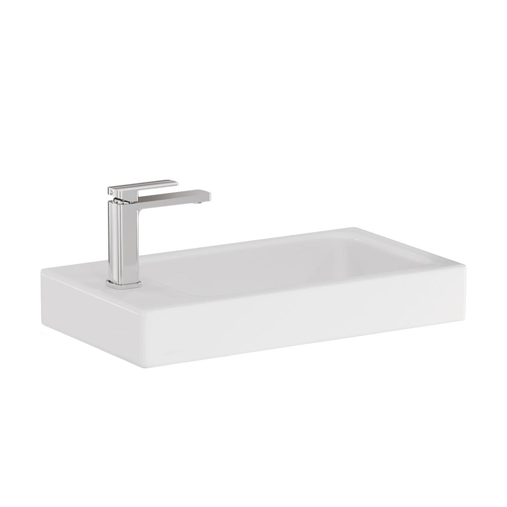 Fienza Denzel Ceramic Basin Top 450mm Top Only (1 Taphole) No Overflow Gloss White RB4525