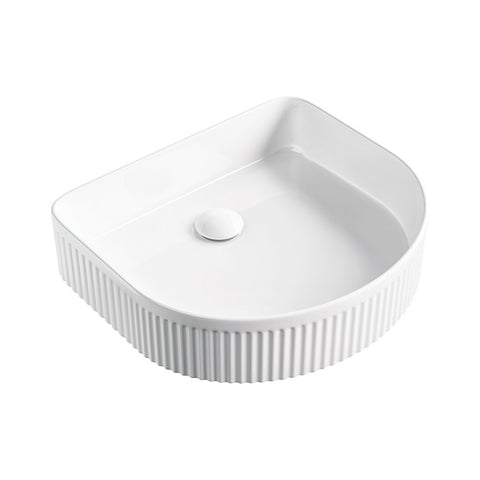 Fienza Eleanor Arch Above Counter Basin 415x365mm w/ Pop Up Waste Gloss White RB463-PU