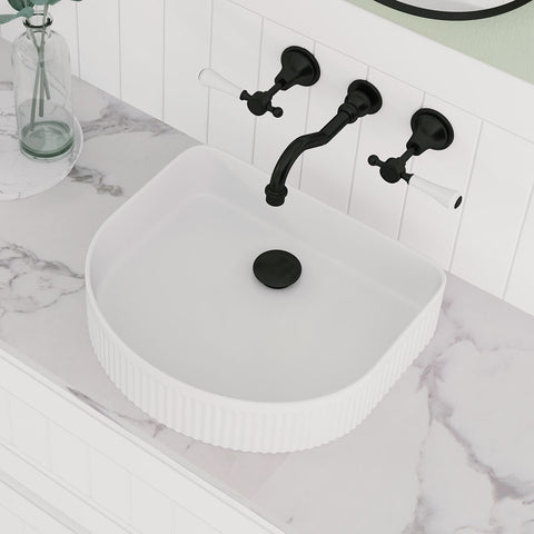 Fienza Eleanor Arch Above Counter Basin 415x365mm w/ Pop Up Waste Gloss White RB463-PU