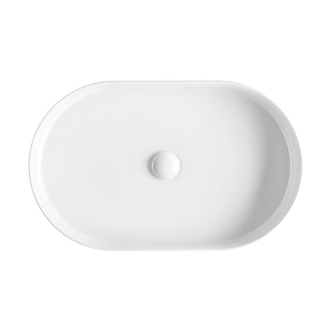 Fienza Eleanor Oval Above Counter Basin 580x360mm w/ Pop Up Waste Gloss White RB464-PU