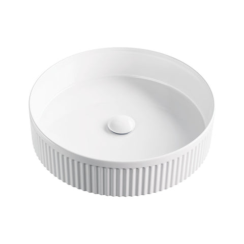 Fienza Eleanor Round Above Counter Basin 410x410mm w/ Pop Up Waste Gloss White RB465-PU