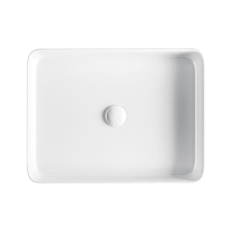 Fienza Eleanor Rectangular Above Counter Basin 500x380mm w/ Pop Up Waste Gloss White RB467-PU
