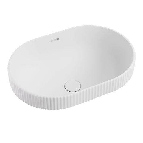 Fienza Eleanor Oval Semi Inset Basin w/ Overflow Matte White RB469MW