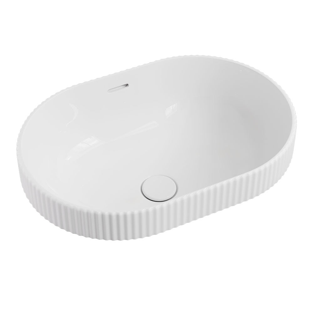 Fienza Eleanor Oval Semi Inset Basin w/ Overflow (Inc. Semi Inset Cut) Gloss White RB469-SEMI
