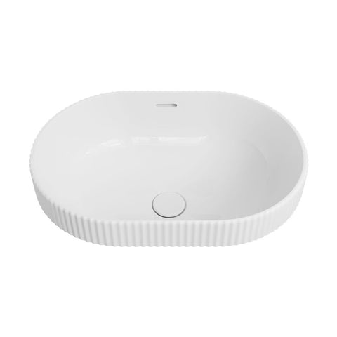 Fienza Eleanor Oval Semi Inset Basin w/ Overflow (Inc. Semi Inset Cut) Gloss White RB469-SEMI