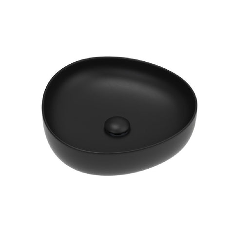 Fienza Pebble Small Slim Edge Above Counter Basin 400mm Matte Black RB486B
