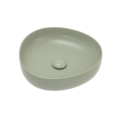 Fienza Pebble Small Slim Edge Above Counter Basin 400mm Olive RB486MG