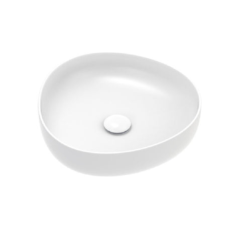 Fienza Pebble Small Slim Edge Above Counter Basin 400mm Matte White RB486W
