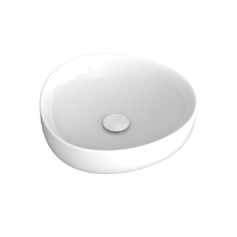 Fienza Pebble Small Slim Edge Above Counter Basin 400mm Gloss White RB486