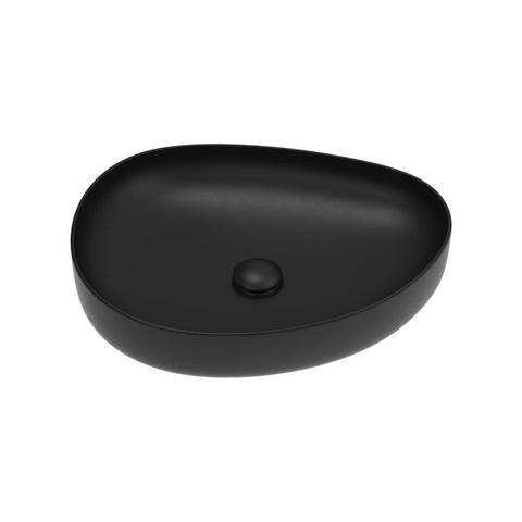 Fienza Pebble Medium Slim Edge Above Counter Basin 500mm Matte Black RB487B