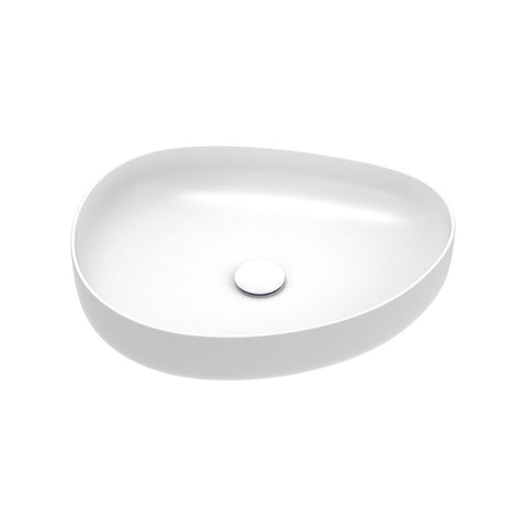 Fienza Pebble Medium Slim Edge Above Counter Basin 500mm Matte White RB487W