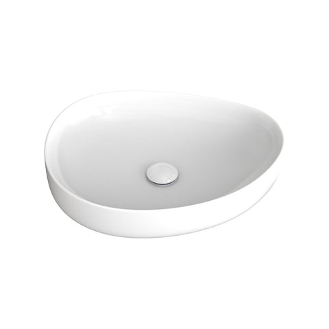 Fienza Pebble Medium Slim Edge Above Counter Basin 500mm Gloss White RB487