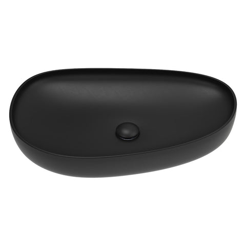 Fienza Pebble Large Slim Edge Above Counter Basin 650mm Matte Black RB489B