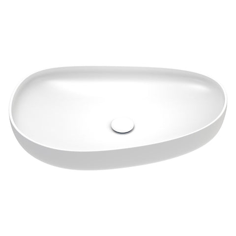 Fienza Pebble Large Slim Edge Above Counter Basin 650mm Matte White RB489W