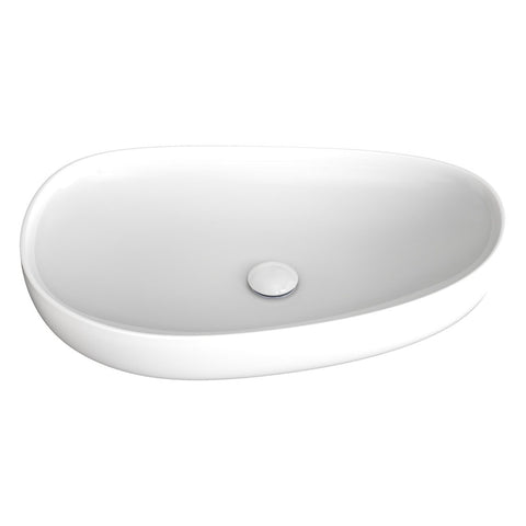 Fienza Pebble Large Slim Edge Above Counter Basin 650mm Gloss White RB489
