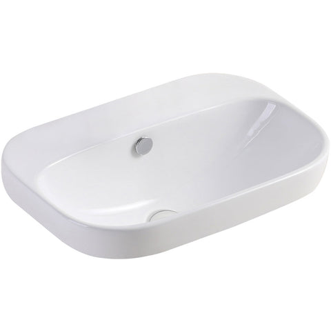 Fienza Parisa Semi Inset Basin 515x370mm (No taphole) (Incl. Semi Inset Cut) Gloss White RB5033-0-SEMI