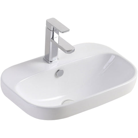 Fienza Parisa Semi Inset Basin 515x370mm (1 taphole) (Incl. Semi Inset Cut) Gloss White RB5033-1-SEMI