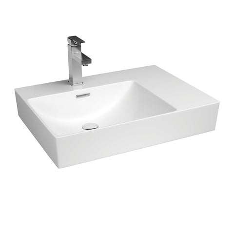 Fienza Tono Wall Hung Basin Left Hand Bowl (1 taphole) 600x440mm Gloss White RB5042L-1