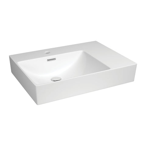 Fienza Tono Wall Hung Basin Left Hand Bowl (No taphole) 600x440mm Gloss White RB5042L