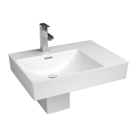 Fienza Tono Wall Hung Basin Left Hand Bowl w/ Shroud (1 taphole) 600x440mm Gloss White RB5042LS-1