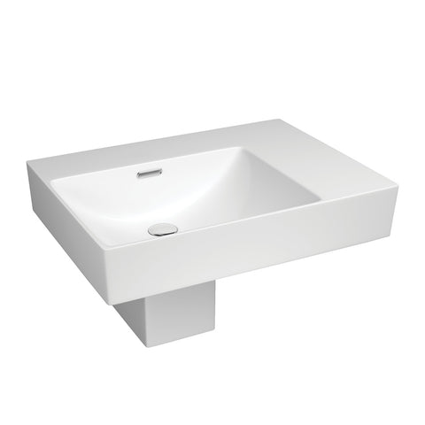 Fienza Tono Wall Hung Basin Left Hand Bowl w/ Shroud (No taphole) 600x440mm Gloss White RB5042LS