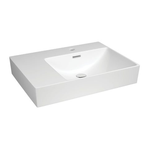 Fienza Tono Wall Hung Basin Right Hand Bowl (1 taphole) 600x440mm Gloss White RB5042R-1