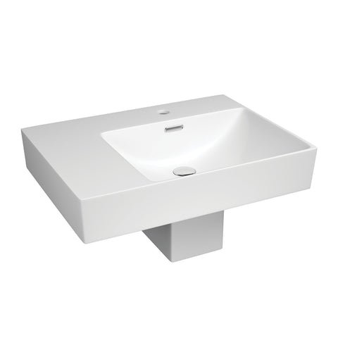 Fienza Tono Wall Hung Basin Right Hand Bowl w/ Shroud (1 taphole) 600x440mm Gloss White RB5042RS-1