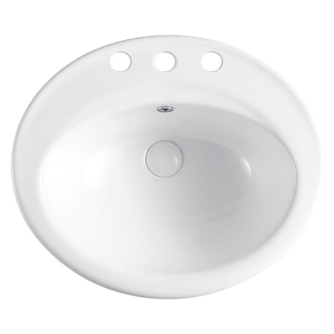 Fienza Lacy Drop In Basin (3 Taphole) 565x480mm Gloss White RB506A-3
