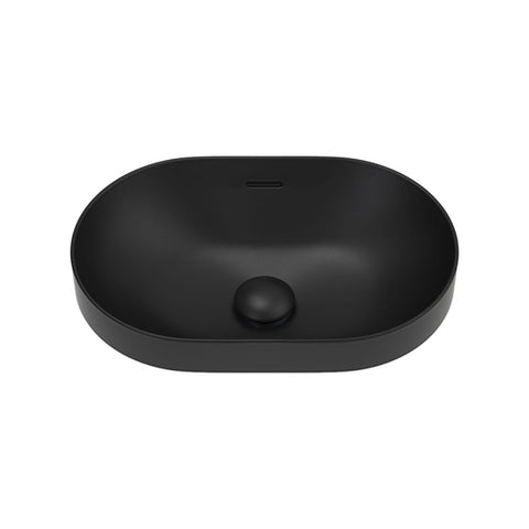 Fienza Aluca Pill Semi Inset Basin w/ Overflow Matte Black Ceramic RB530B
